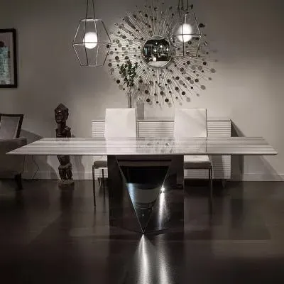Freedom Slim Edge Dining Table - Marble, Stainless Steel