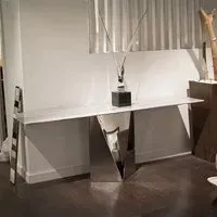 Freedom Thin Console Table - Marble, Stainless Steel