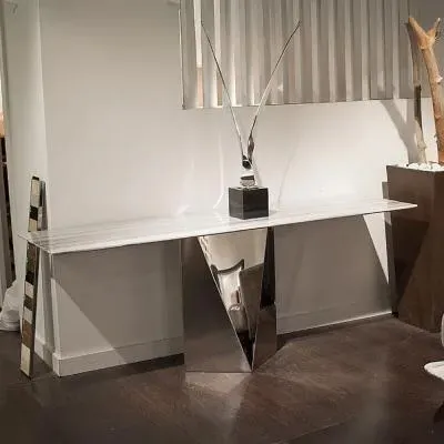 Freedom Thin Console Table - Marble, Stainless Steel image