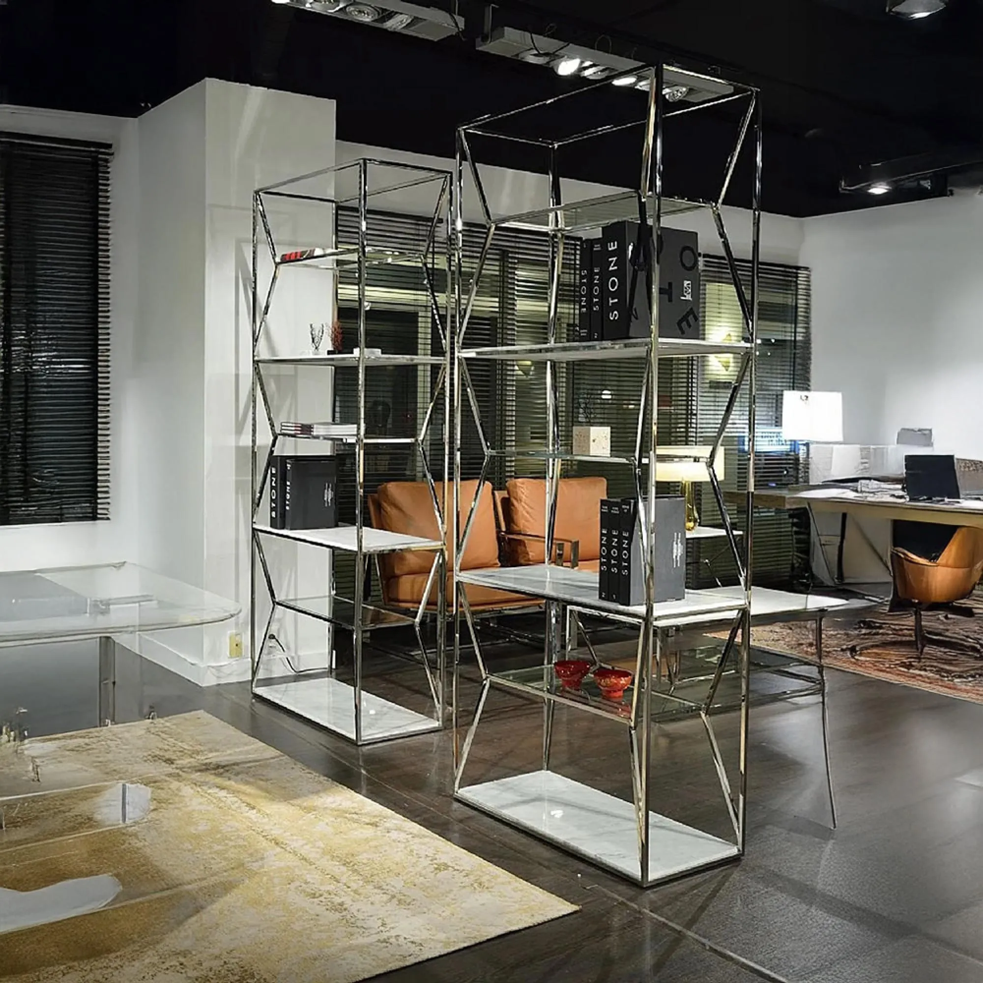 Ginza Etagere Shelving Unit - Marble, Glass