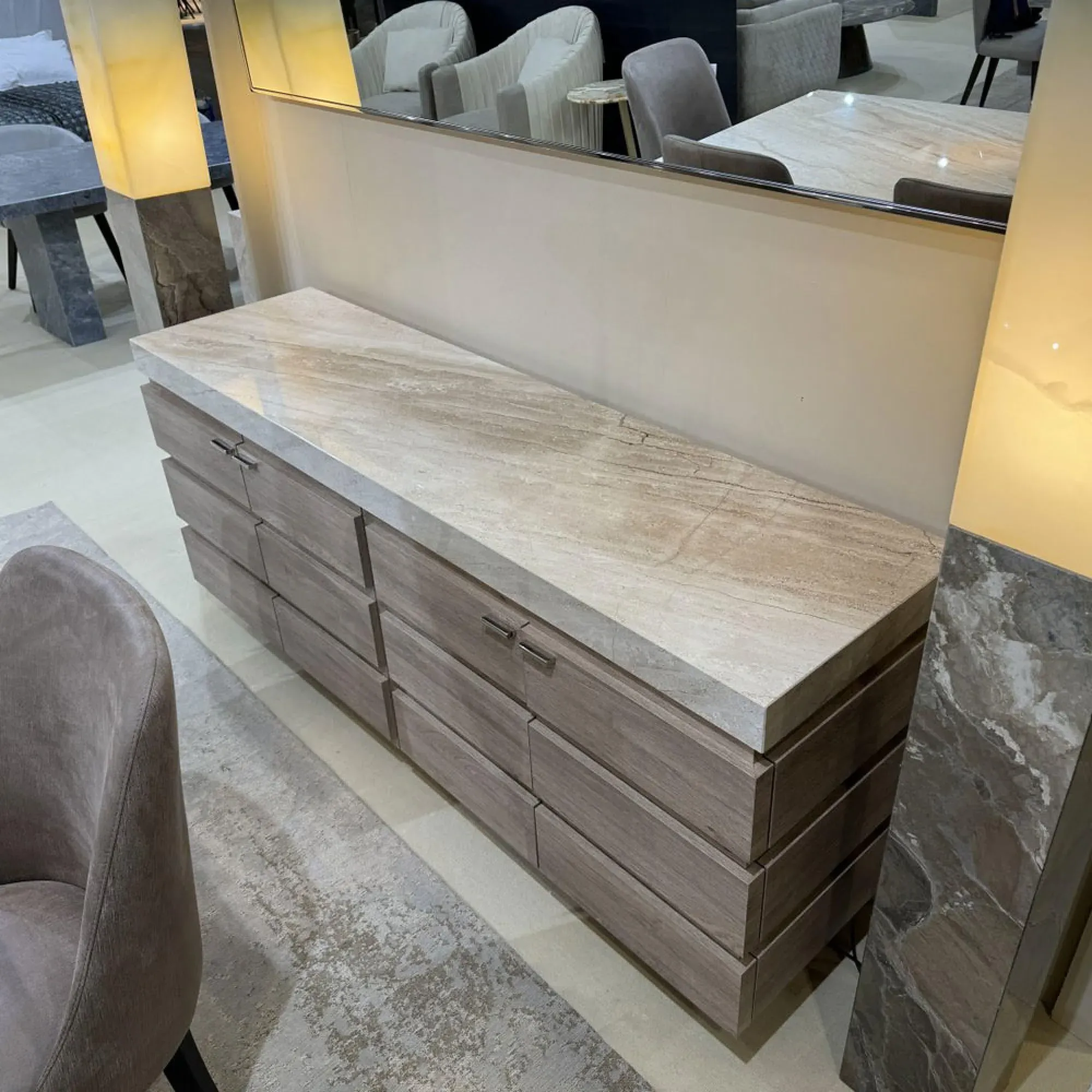 Goya Extra Large 4 Door Sideboard - Marble Top