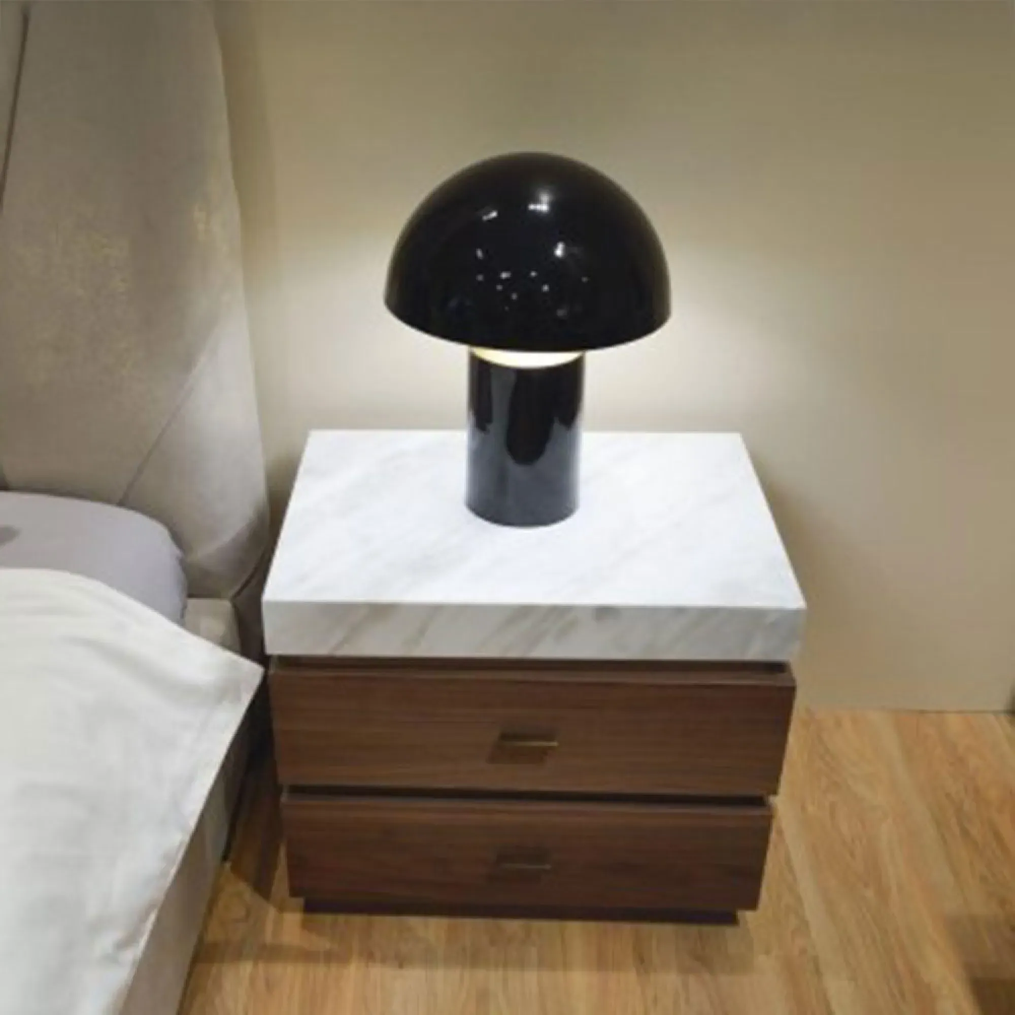 Goya Large 2 Drawer Bedside Cabinet - Marble Top