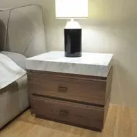 Goya Large 2 Drawer Bedside Cabinet - Marble Top