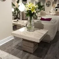 Goya Square Side Table with Pedestal Base - Marble