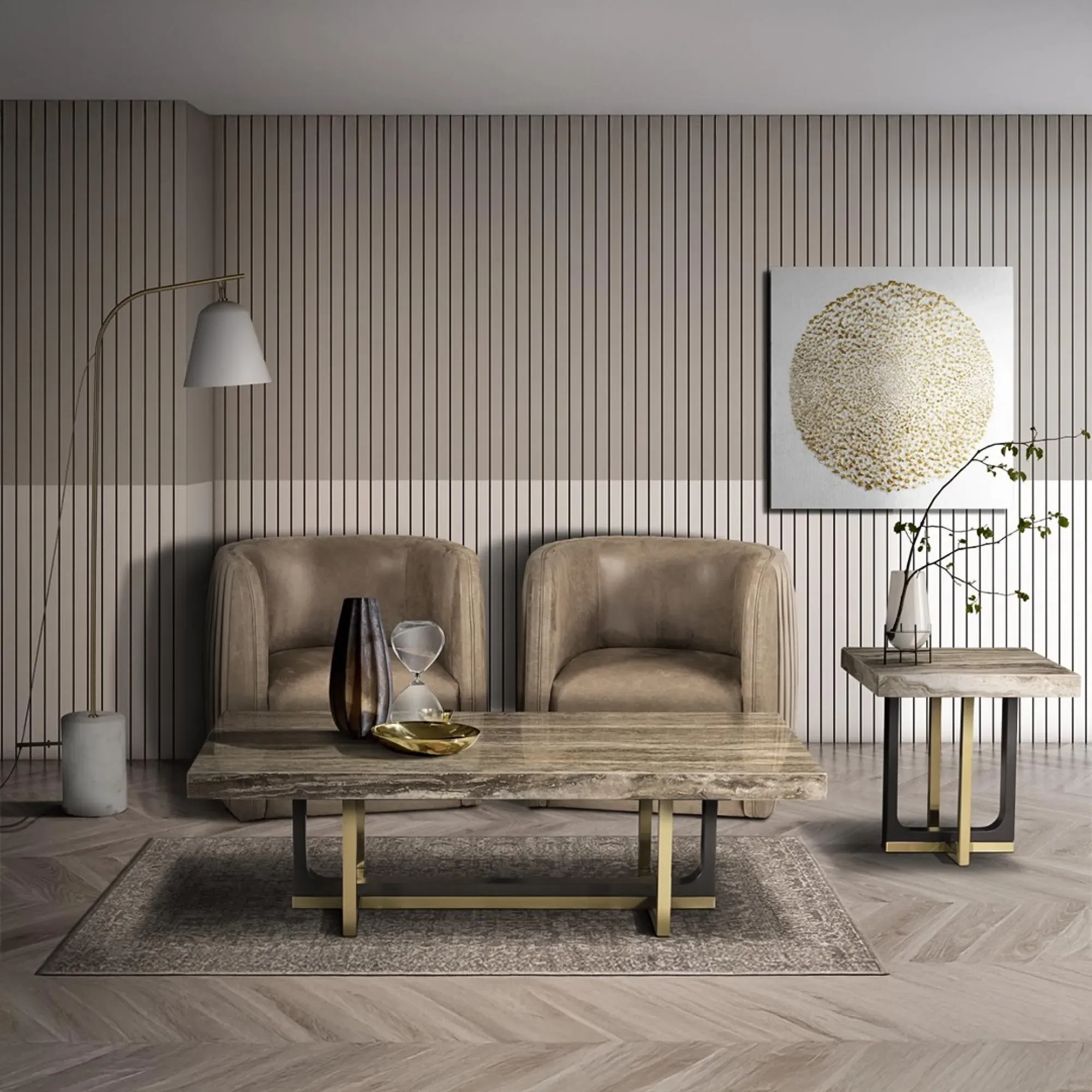 Harry Occasional Table with Metal Base - Marble