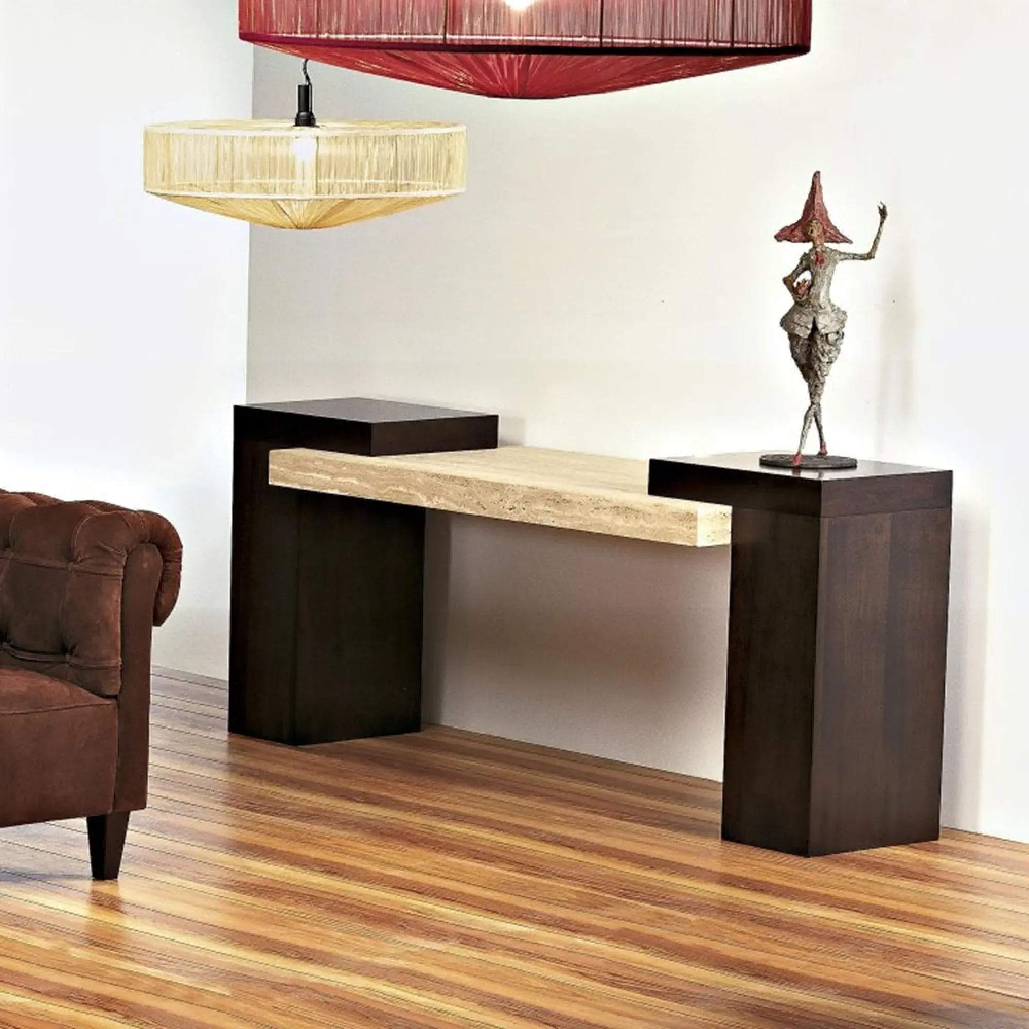 Helen Console Table - Marble, Wenge Wood