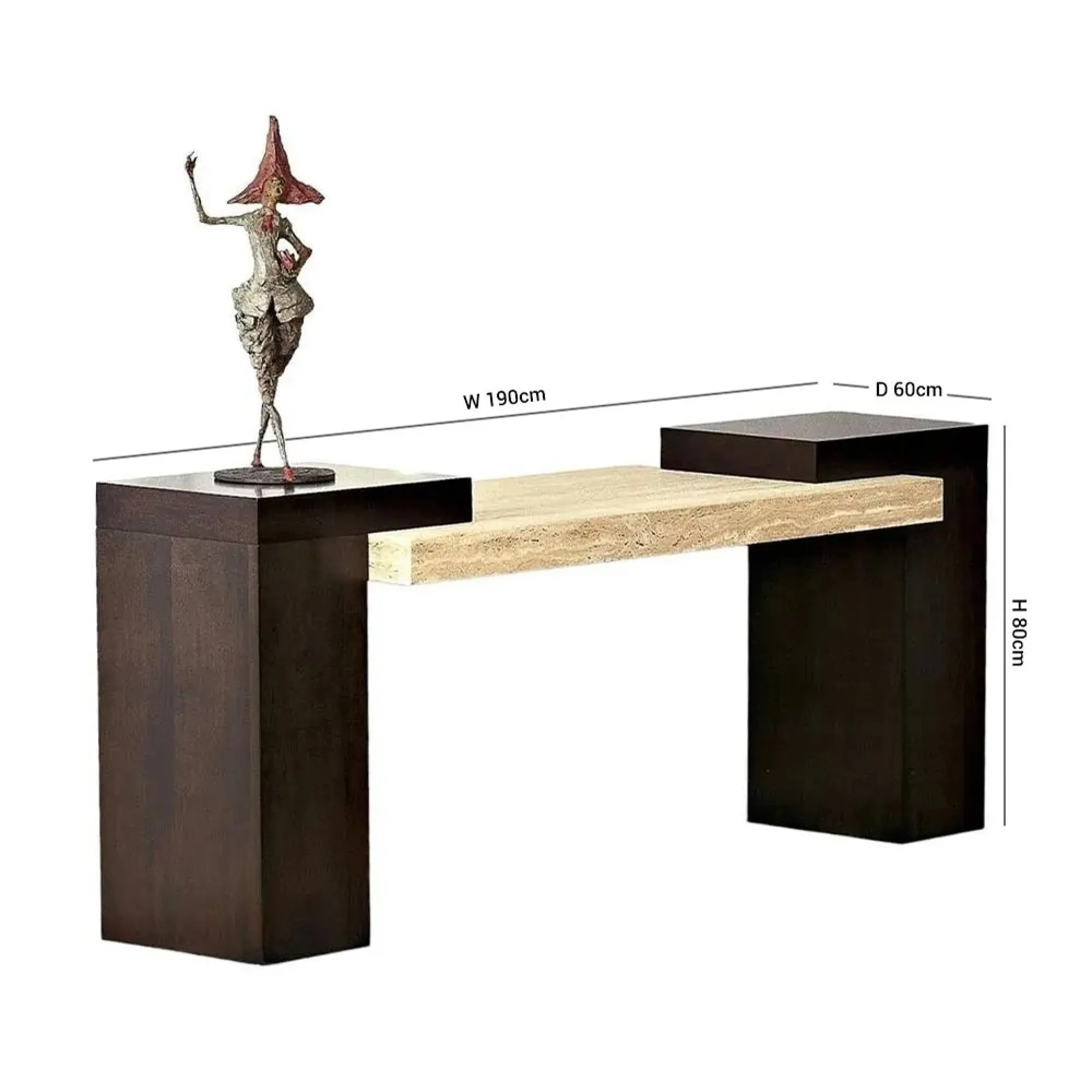 Helen Console Table - Marble, Wenge Wood