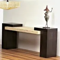 Helen Console Table - Marble, Wenge Wood