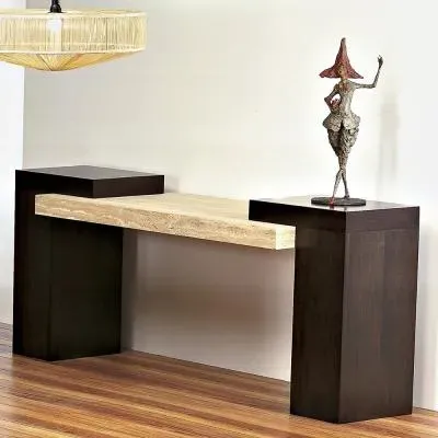 Helen Console Table - Marble, Wenge Wood