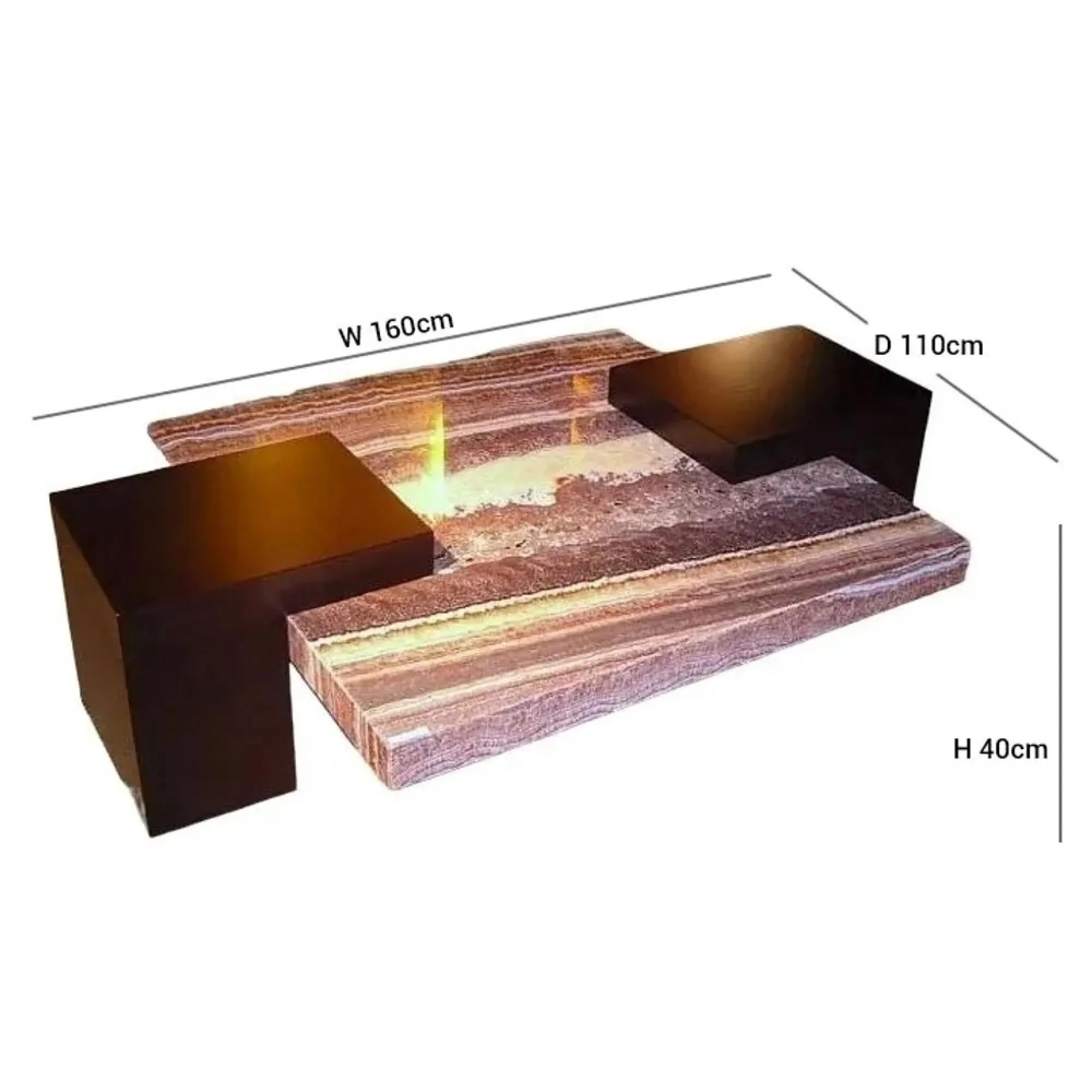 Helen Large Coffee Table - Marble, Wenge Wood