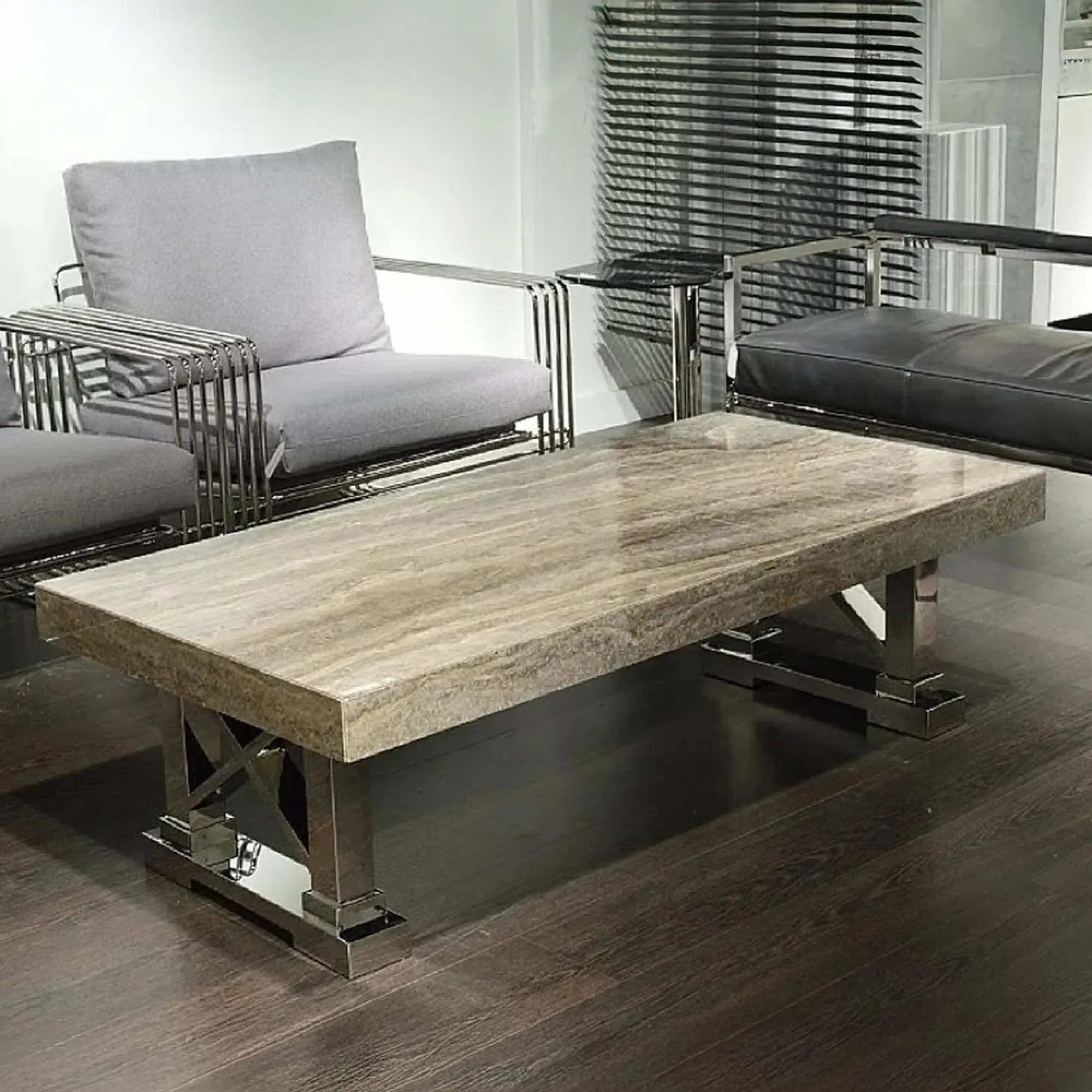 Impero Occasional Table - Marble, Stainless Steel