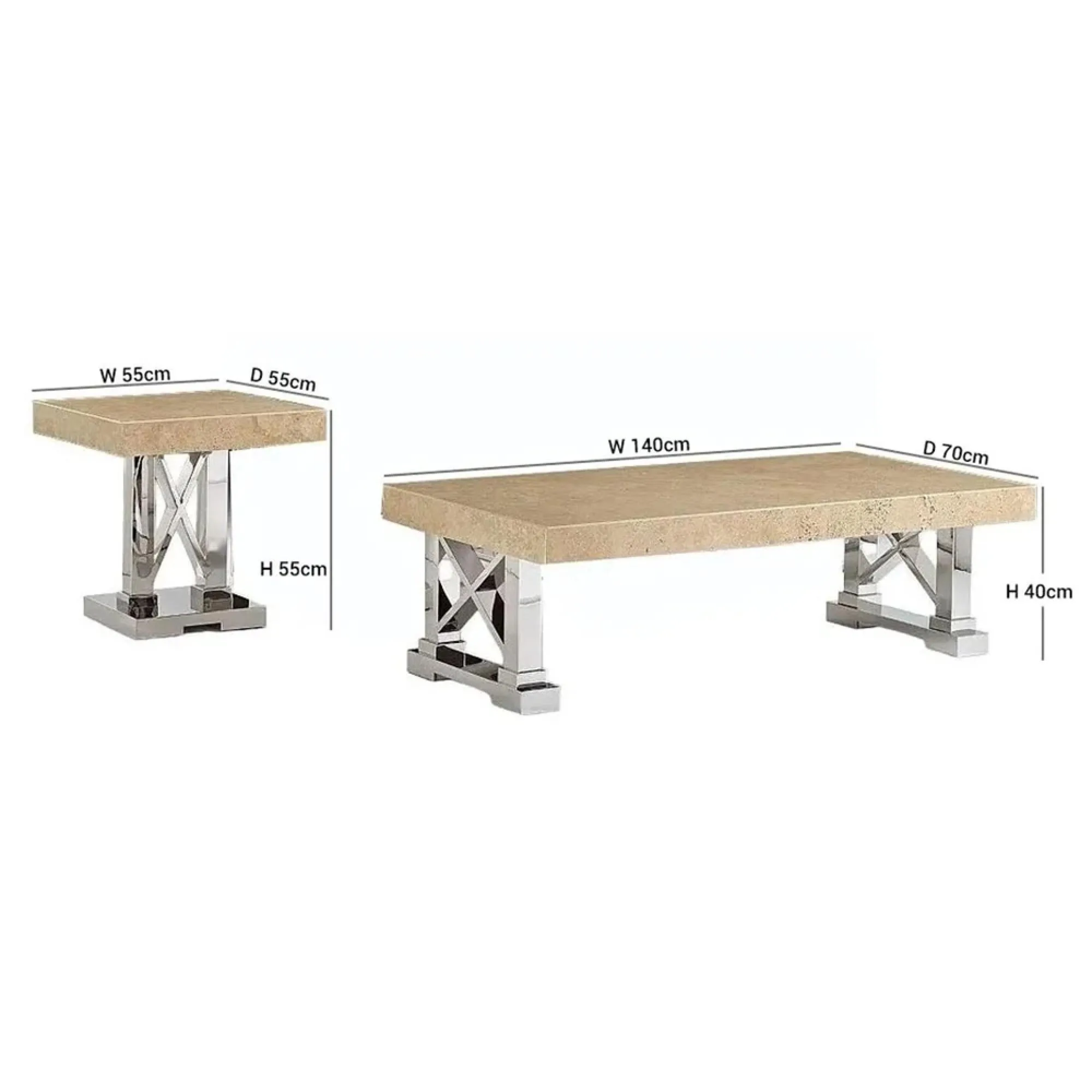 Impero Occasional Table - Marble, Stainless Steel