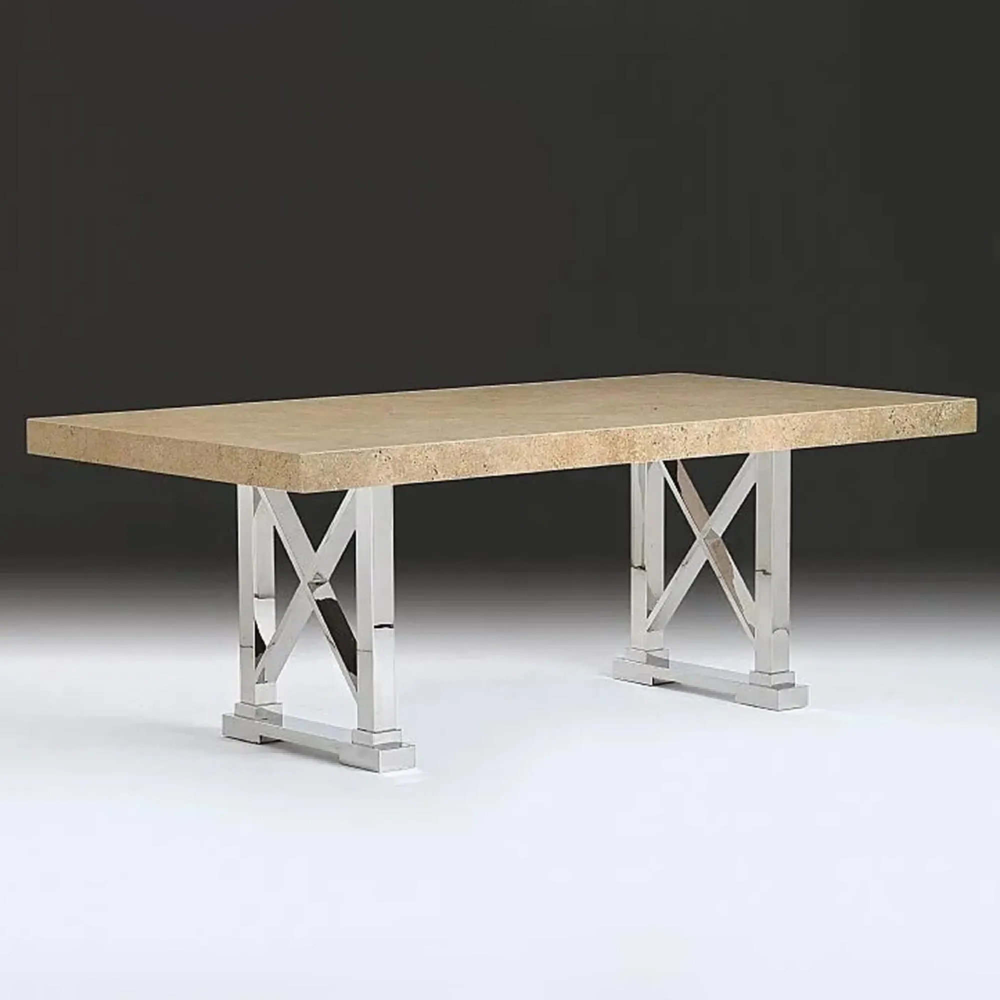 Impero Pedestal Dining Table - Marble, Stainless Steel