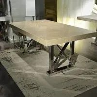 Impero Pedestal Dining Table - Marble, Stainless Steel