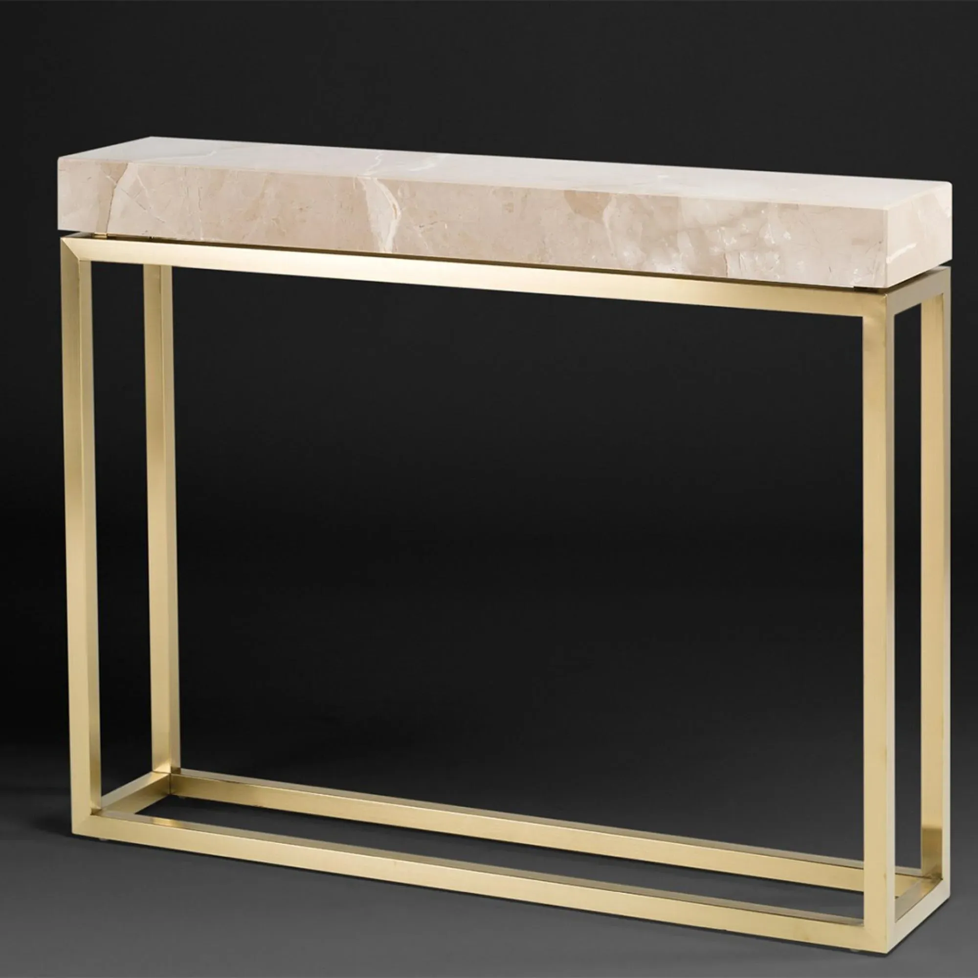 Kubo Console Table - Marble, Brass