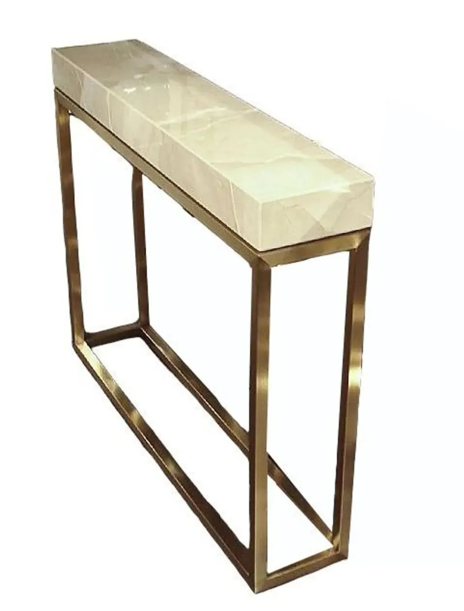 Kubo Console Table - Marble, Brass
