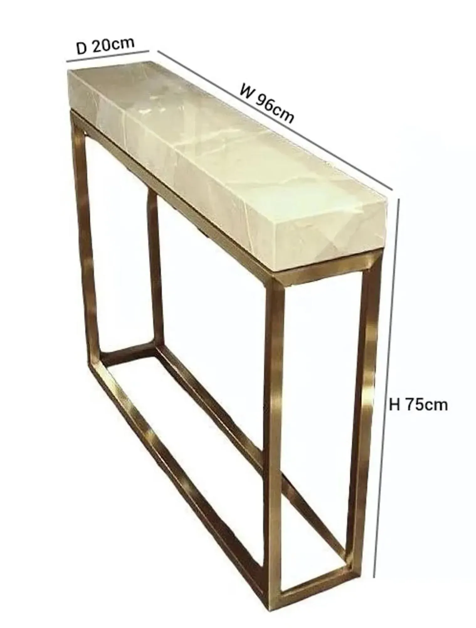 Kubo Console Table - Marble, Brass