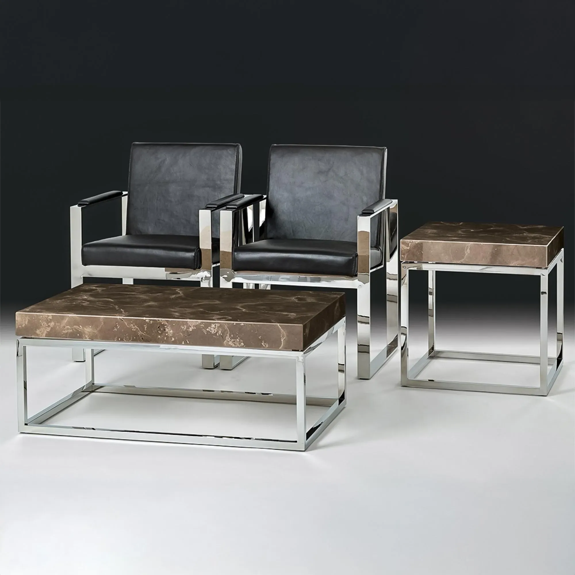 Kubo Round Occasional Table - Brown, Marble