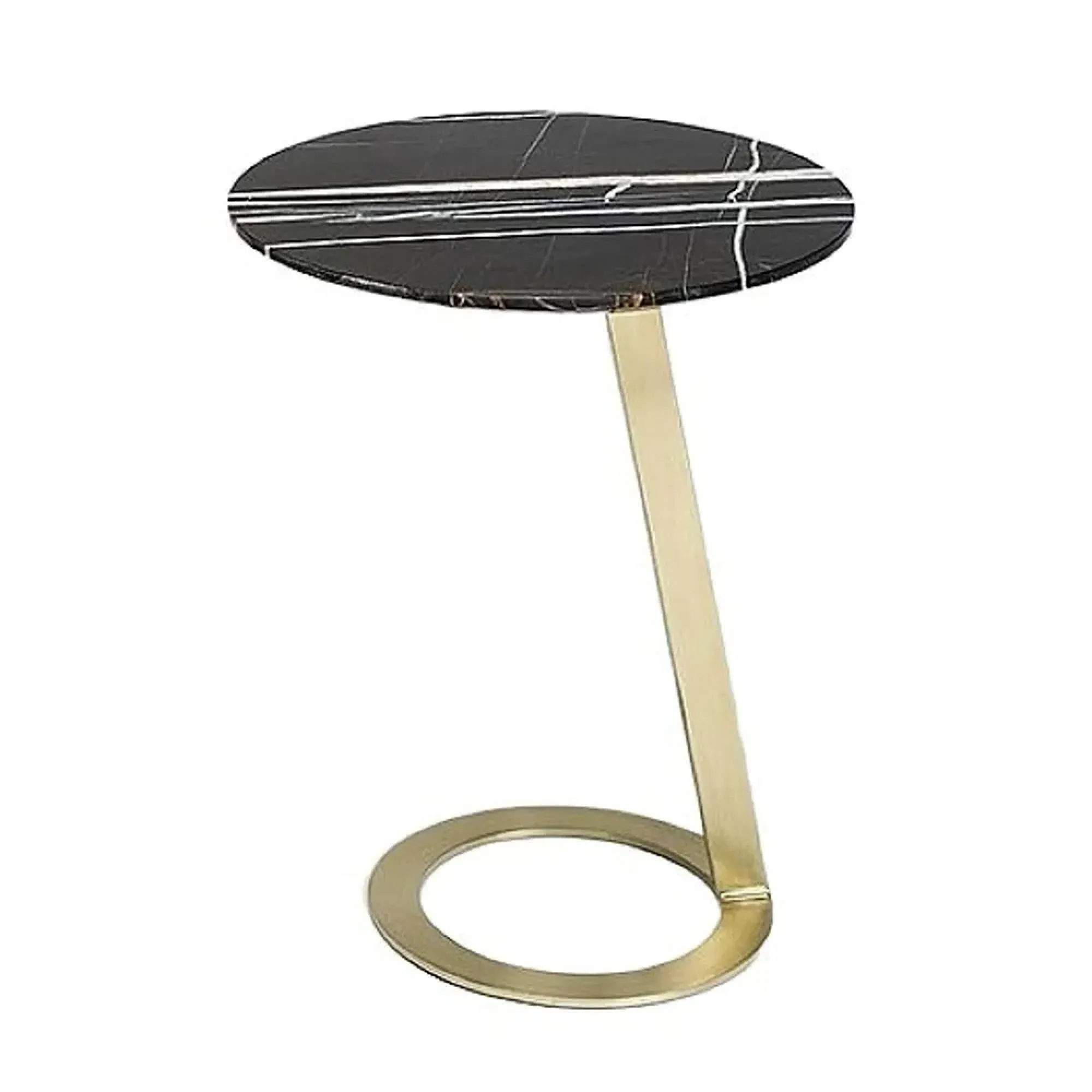 Loop Round Accent Table - Marble, Brass