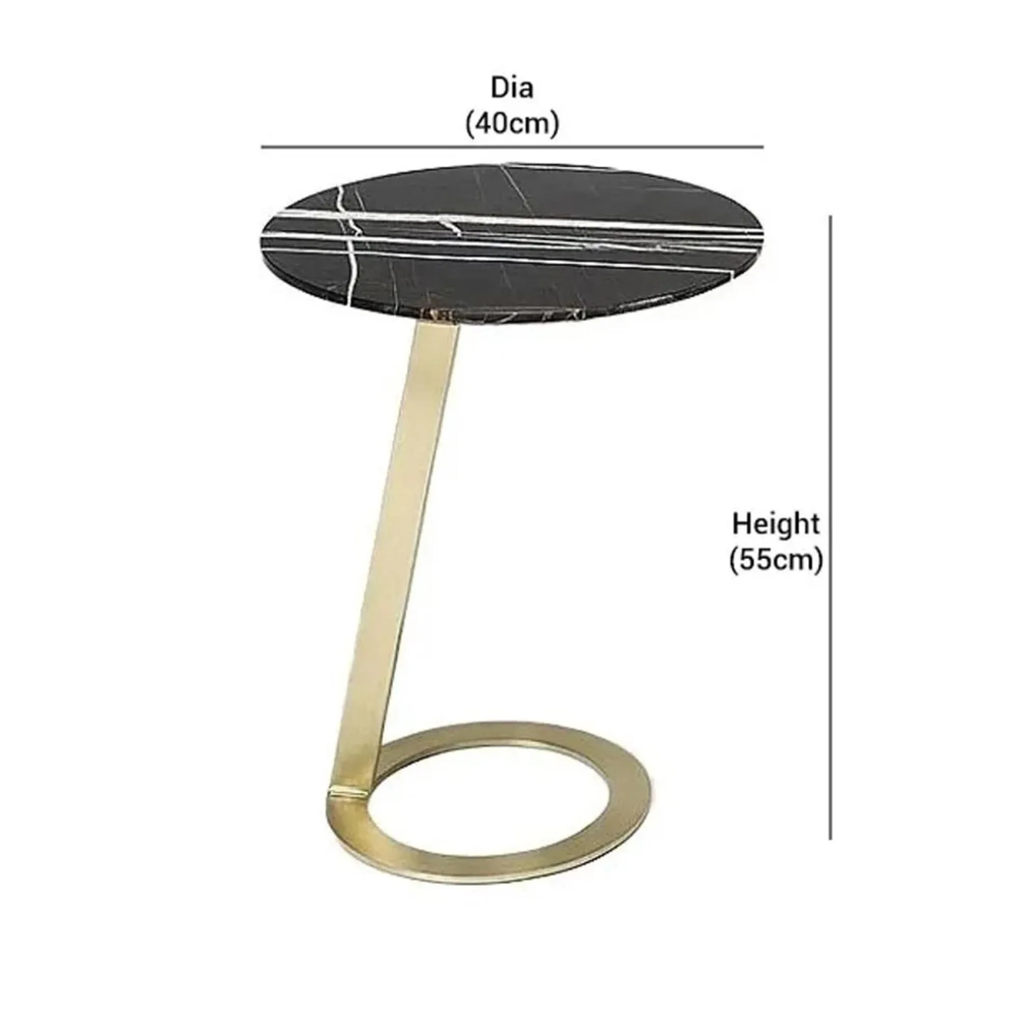 Loop Round Accent Table - Marble, Brass