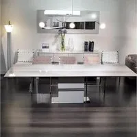 Lugano Extendable Pedestal Dining Table - Marble, Wood