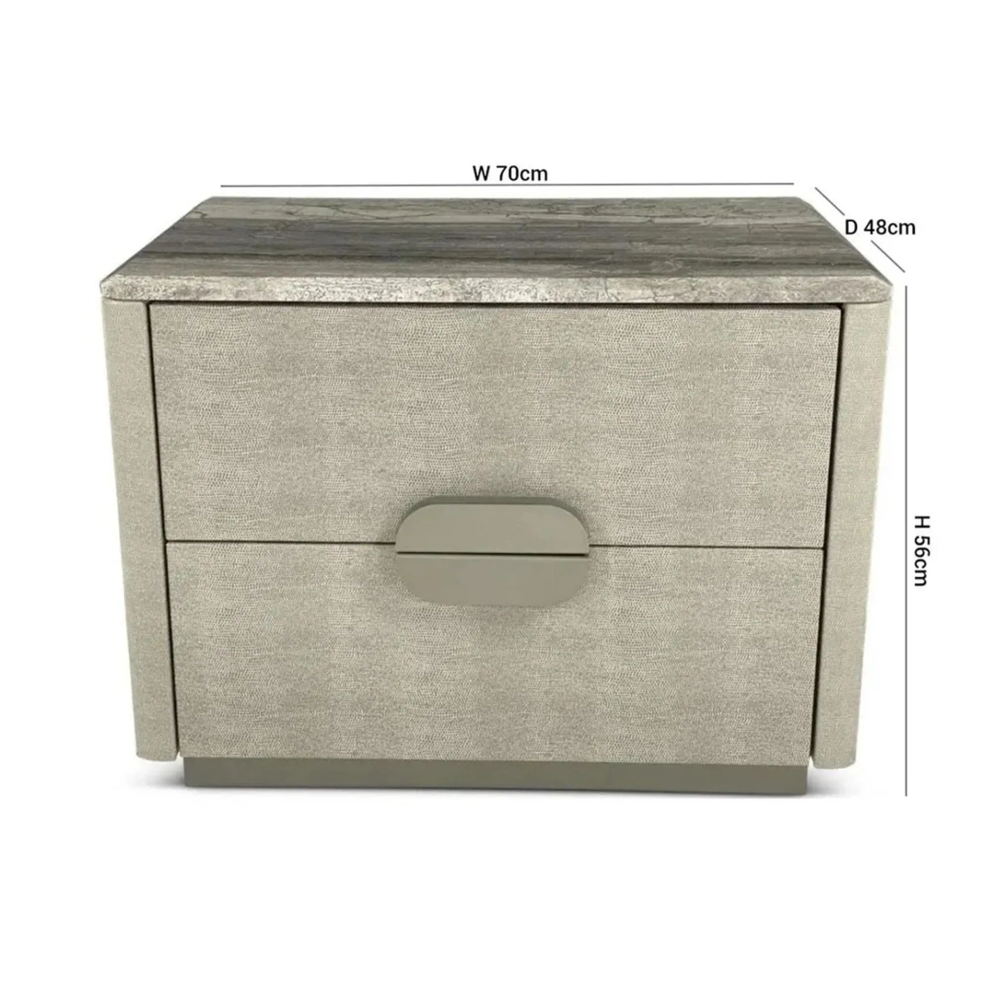 Marylin 2 Drawer Bedside Table - Marble