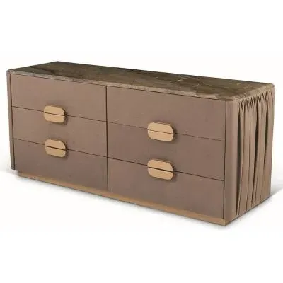 Marylin 6 Drawer Wide Chest - Marble
