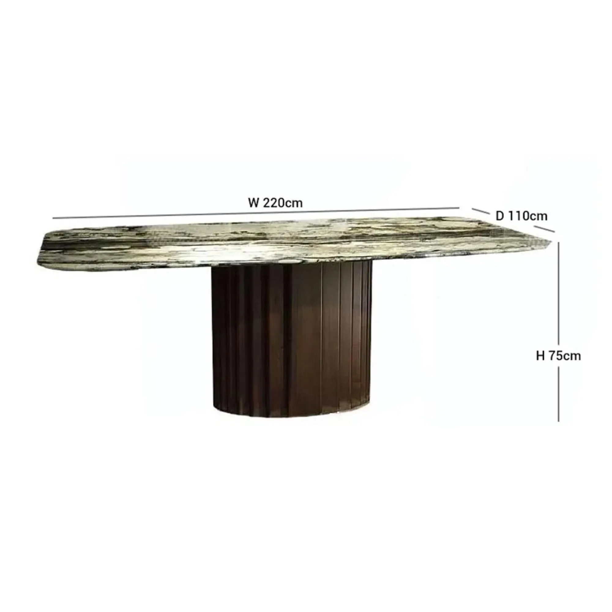 Mayfair 8-Seater Boat Edge Pedestal Dining Table - Marble, Wenge