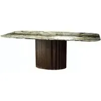 Mayfair 8-Seater Boat Edge Pedestal Dining Table - Marble, Wenge