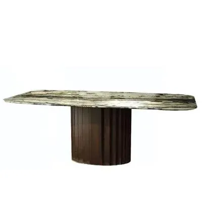 Mayfair 8-Seater Boat Edge Pedestal Dining Table - Marble, Wenge