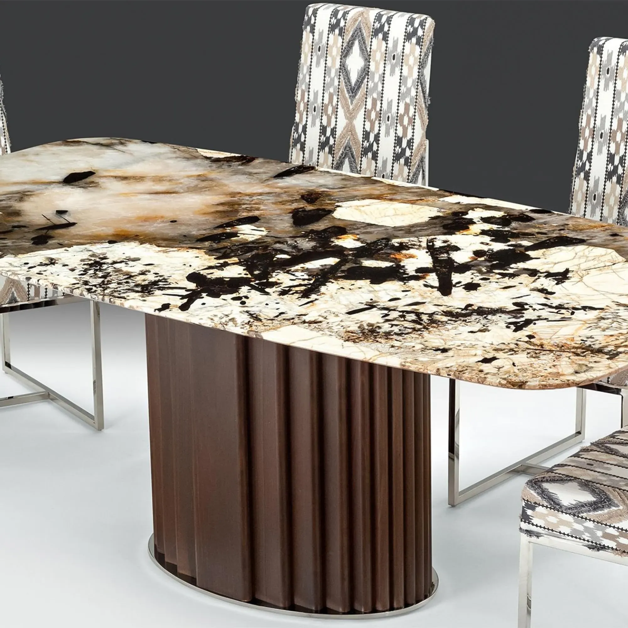 Mayfair Round Pedestal Dining Table - Marble, Wenge Wood