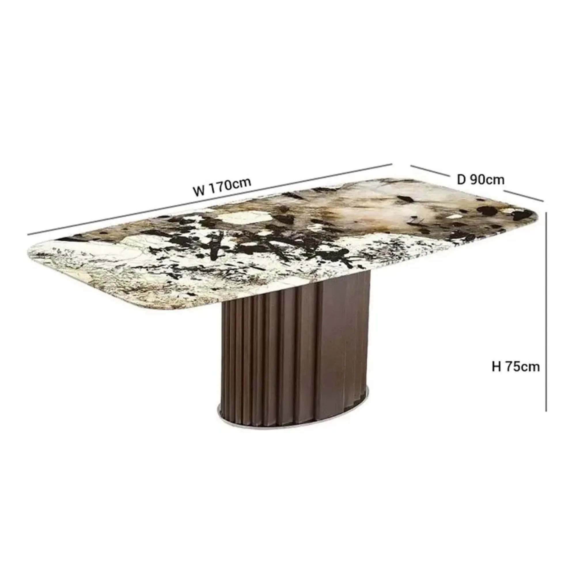 Mayfair Round Pedestal Dining Table - Marble, Wenge Wood