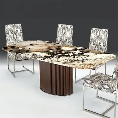 Mayfair Round Pedestal Dining Table - Marble, Wenge Wood image