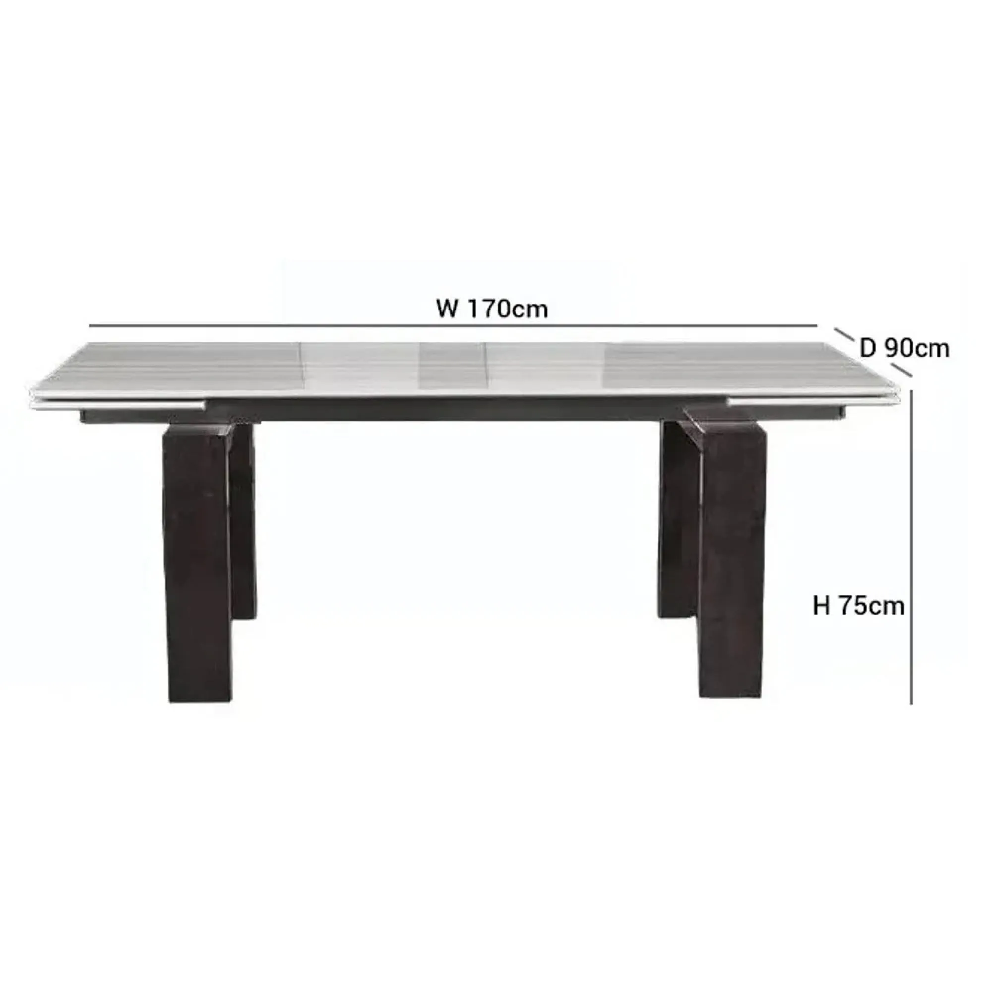 Milano 6-Seater Extendable Dining Table - Marble, Wood
