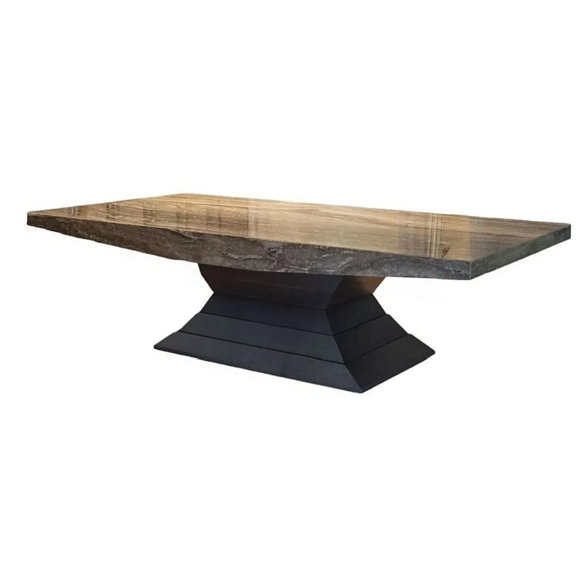 Opera Coffee Table with Wooden Base - Marble, Wood