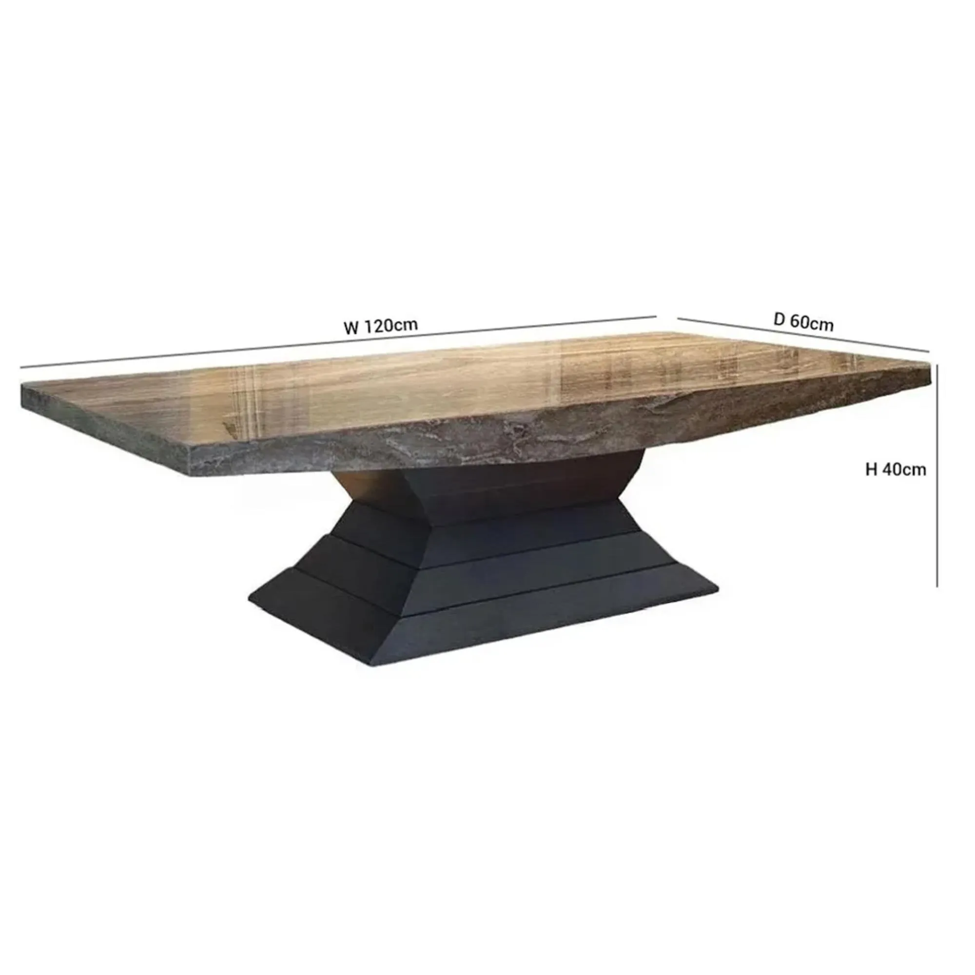 Opera Coffee Table with Wooden Base - Marble, Wood