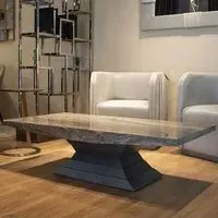 Opera Coffee Table with Wooden Base - Marble, Wood