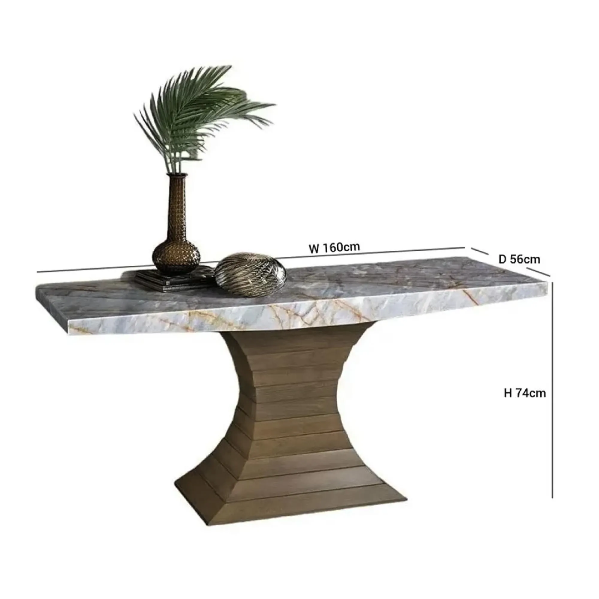 Opera Console Table with Wooden Base - Marble, Wood