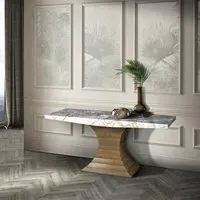 Opera Console Table with Wooden Base - Marble, Wood