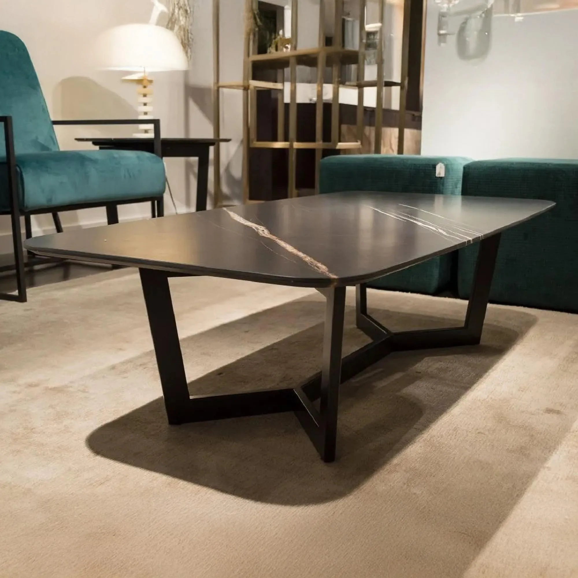 Oscar Coffee Table with Metal Base - Marble