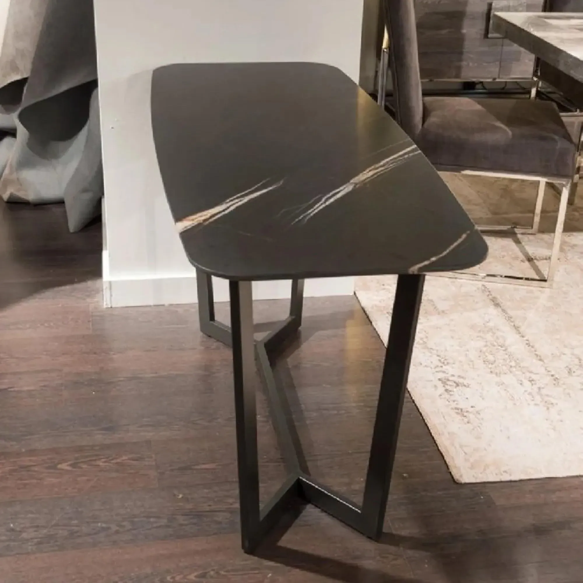 Oscar Console Table with Metal Base - Marble