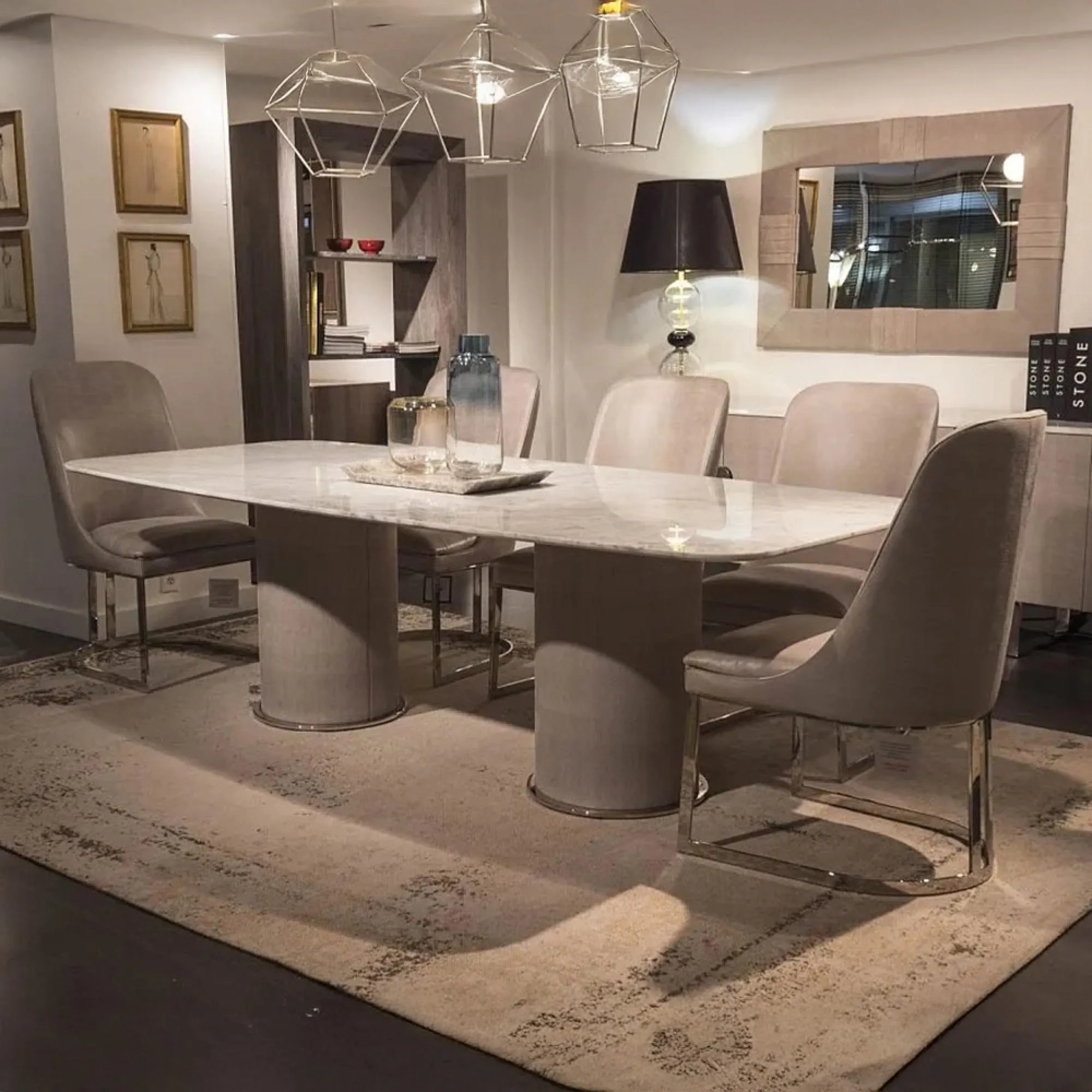 Prestige Pedestal Dining Table - Marble