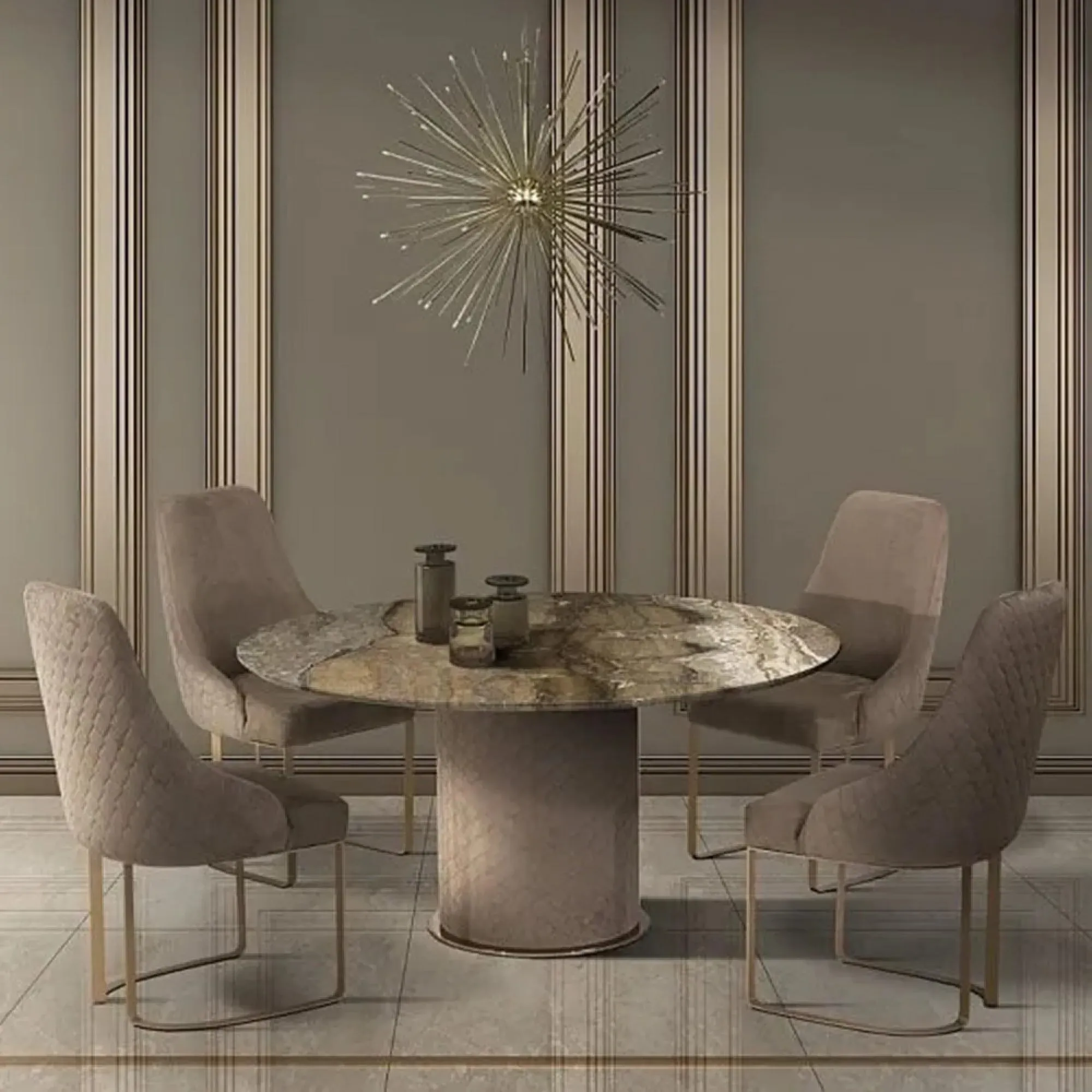 Prestige Round Pedestal Dining Table - Marble