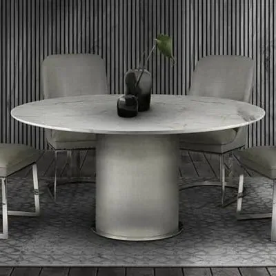 Prestige Round Pedestal Dining Table - Marble image