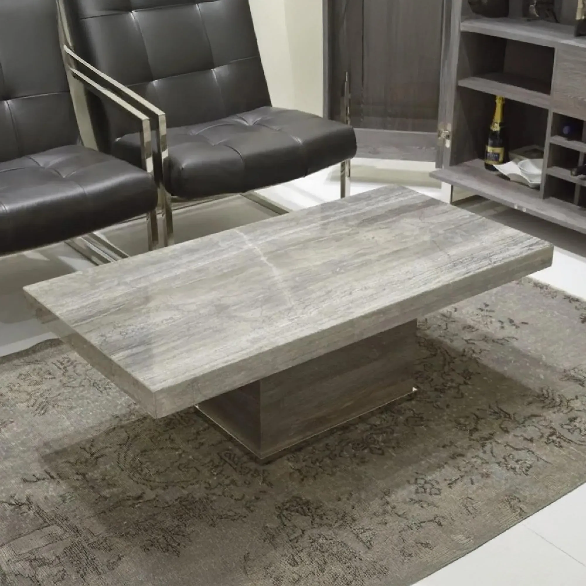 Saturn Light Occasional Tables - Marble, Stainless Steel