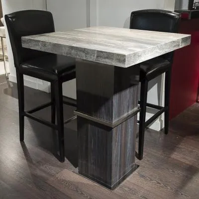 Saturn Square Pub Table - Light Marble, Stainless Steel image