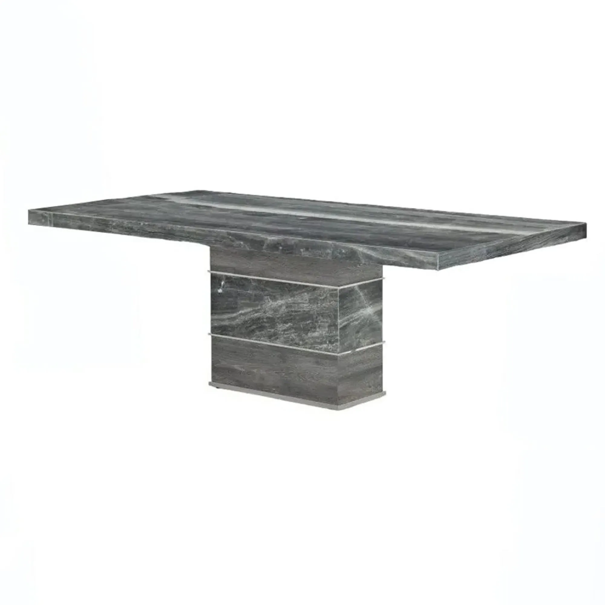 Soho Pedestal Dining Table - Marble, Stainless Steel