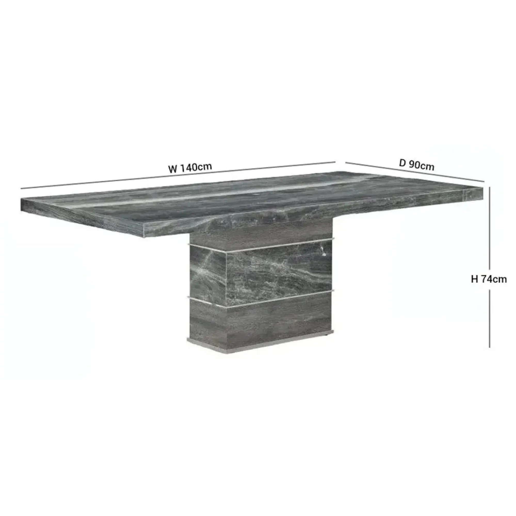 Soho Pedestal Dining Table - Marble, Stainless Steel