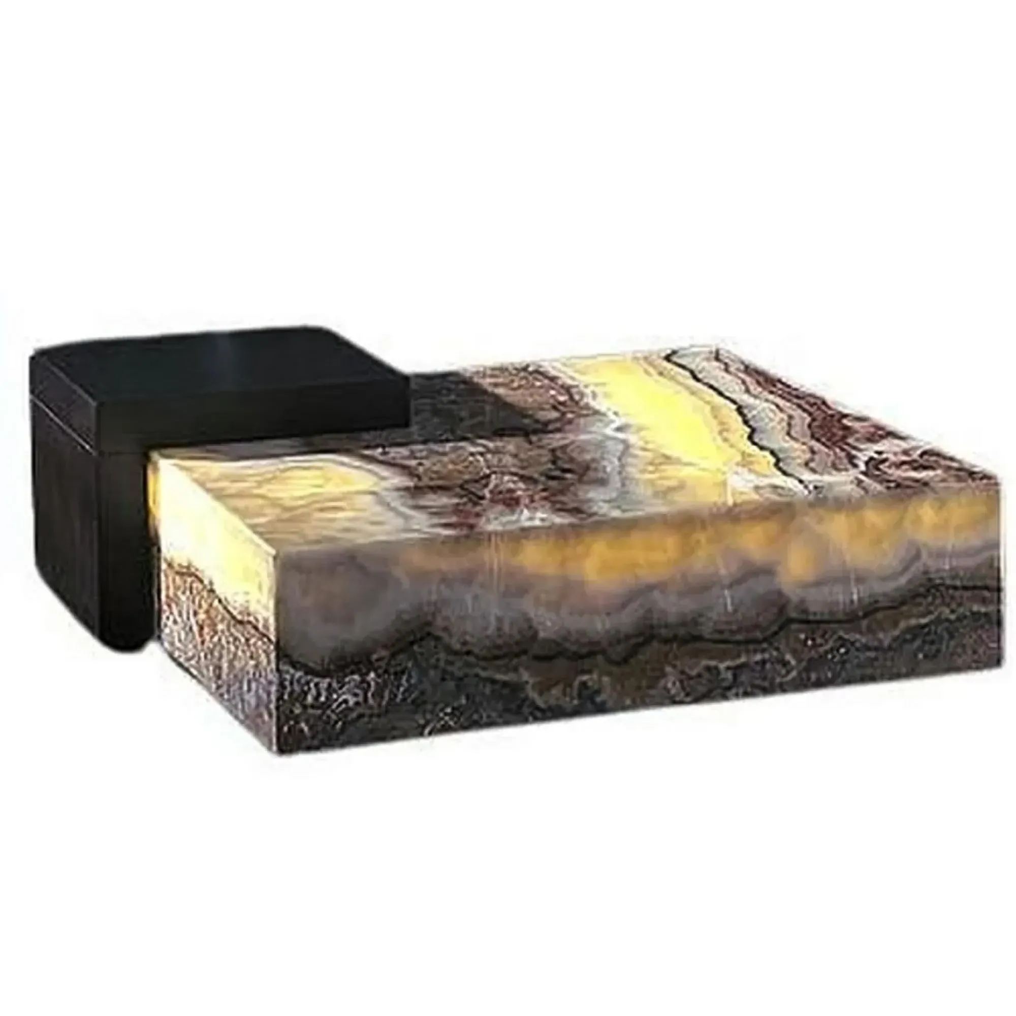 Stone International Box Coffee Table with Light - Brown, Marble