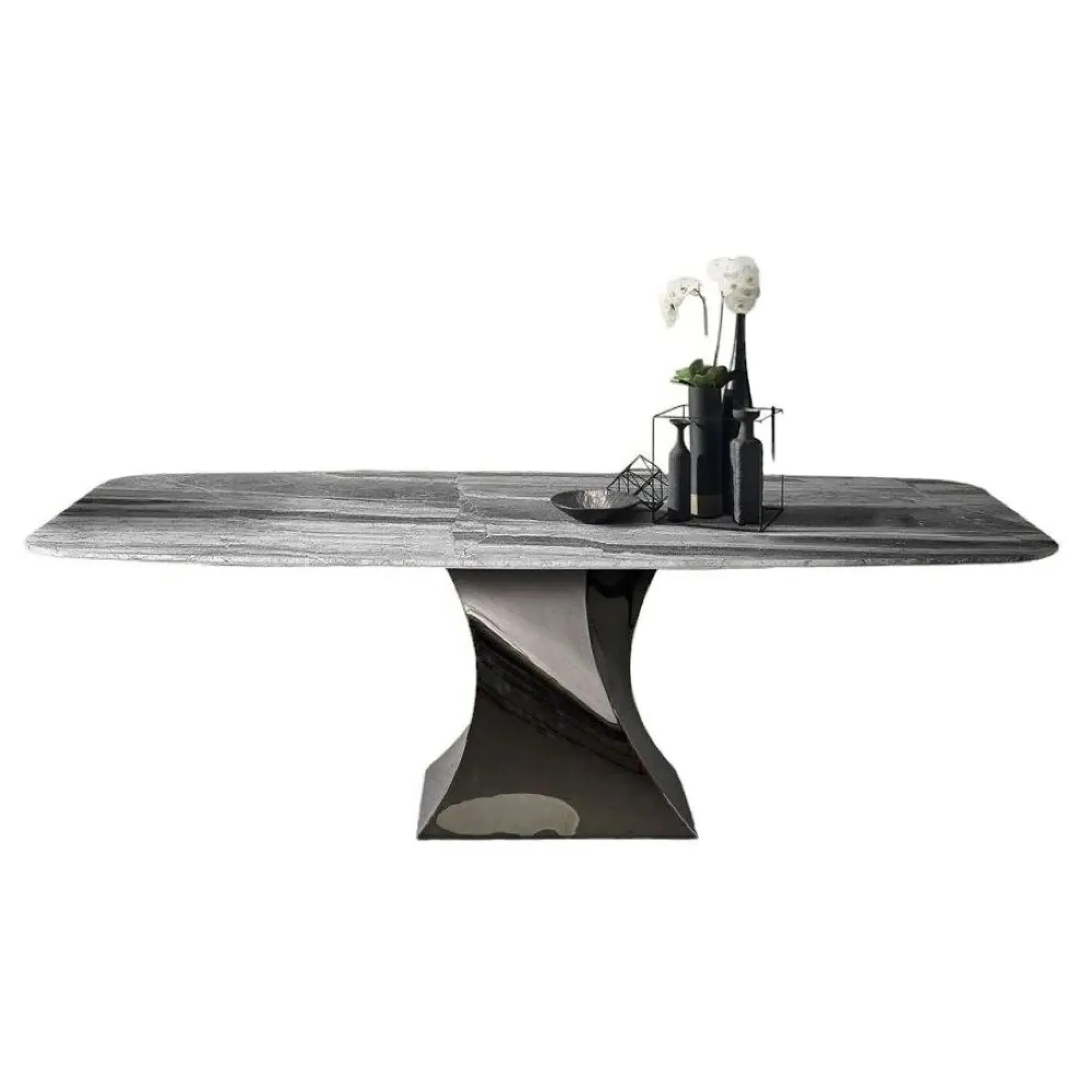 Stone International Twist Pedestal Dining Table - Marble